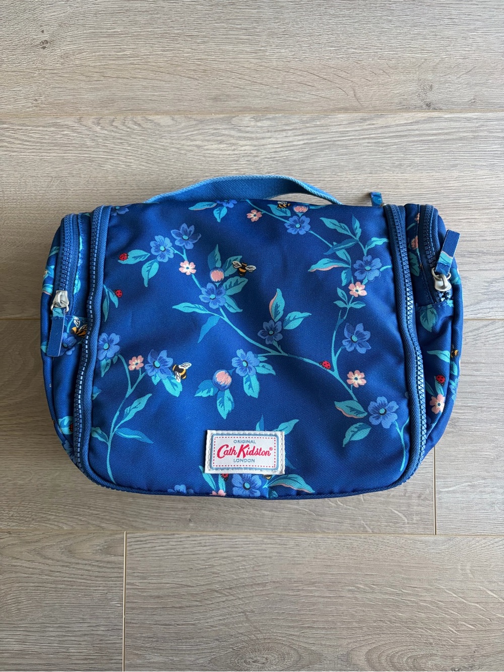 🌸 Cath Kidston Blue Floral Travel Toiletry Bag | Large Cosmetic Organizer |